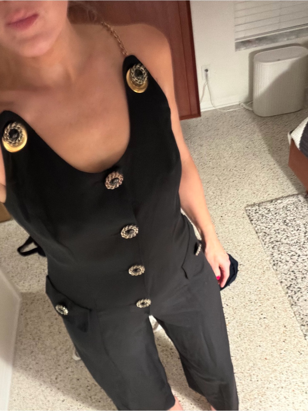 Vintage black jumpsuit gold chain straps ELL Jay 6